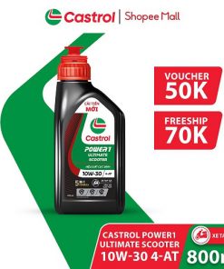 [VOUCHER FOLLOWER 50K] Dầu nhớt xe tay ga Castrol POWER1 ULTIMATE SCOOTER 10W-30 0.8L